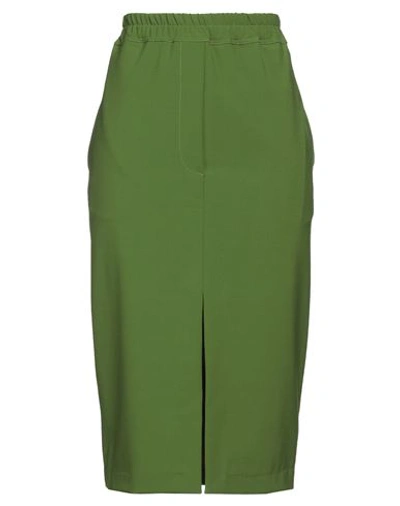 Jucca Woman Midi Skirt Lime Green Size 6 Polyester, Virgin Wool, Elastane, Cotton In Green