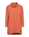 Corinna Caon Woman Turtleneck Orange Size M Acrylic, Virgin Wool, Alpaca Wool, Viscose, Elastane In Orange