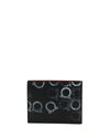 FERRAGAMO CAPSULE GANCIO-STAMPED LEATHER BI-FOLD WALLET, BLACK/GRAY,PROD126000069