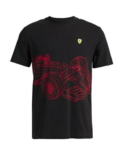 Scuderia Ferrari Man T-shirt Black Size Xl Cotton