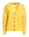 Aragona Woman Cardigan Yellow Size 6 Wool, Cashmere