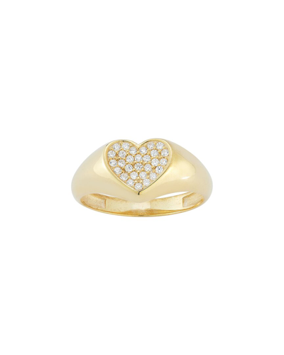 Sphera Milano 14k Over Silver Cz Heart Signet Ring