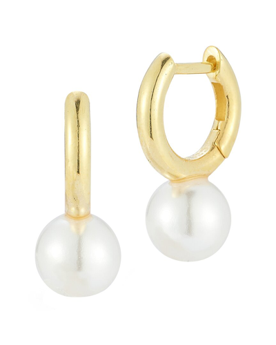 Sphera Milano 14k Over Silver 7.5mm Pearl Huggie Hoops