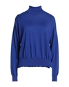Aragona Woman Turtleneck Bright Blue Size 10 Merino Wool
