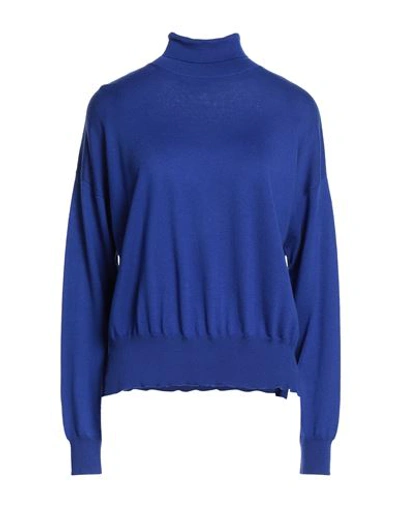 Aragona Woman Turtleneck Bright Blue Size 10 Merino Wool
