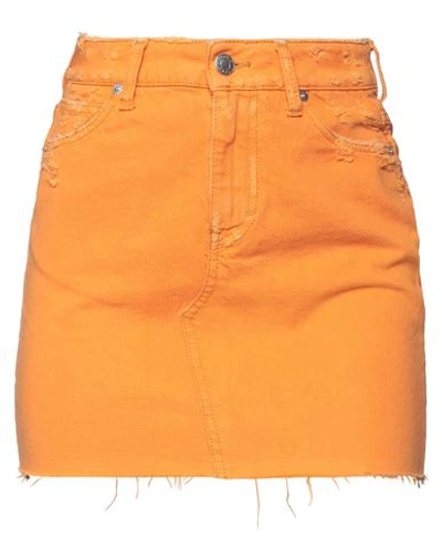 Vicolo Woman Denim Skirt Orange Size Xs Cotton
