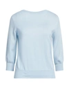 Aragona Woman Sweater Sky Blue Size 8 Merino Wool