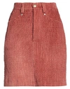 Momoní Woman Mini Skirt Rust Size 6 Cotton, Elastane In Red