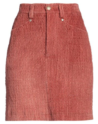 Momoní Woman Mini Skirt Rust Size 6 Cotton, Elastane In Red