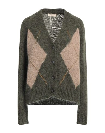 Momoní Woman Cardigan Military Green Size M Alpaca Wool, Mohair Wool, Polyamide, Viscose, Cashmere