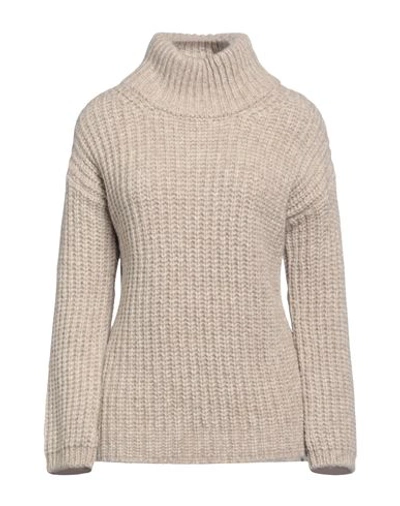 Aragona Woman Turtleneck Dove Grey Size 8 Baby Alpaca Wool, Merino Wool, Polyamide In Beige