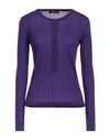 Aragona Woman Sweater Dark Purple Size 8 Merino Wool