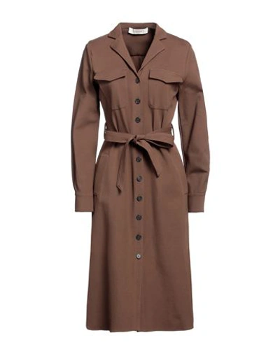 Jucca Woman Midi Dress Brown Size 6 Viscose, Polyamide, Elastane