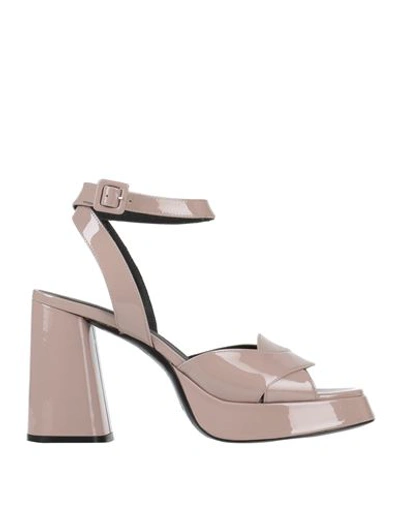 Shop Roberto Festa Woman Sandals Light Brown Size 11 Soft Leather In Beige