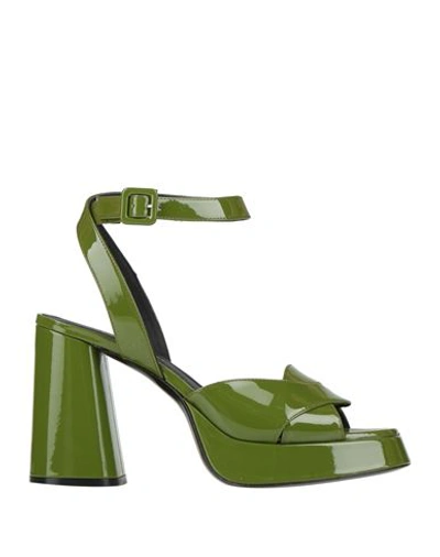 Roberto Festa Woman Sandals Green Size 10 Soft Leather
