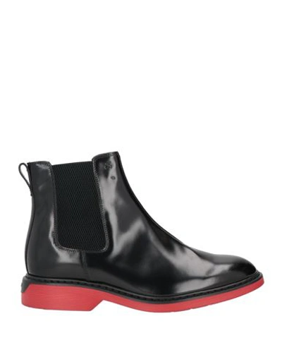 Hogan Man Ankle Boots Black Size 8.5 Soft Leather, Textile Fibers