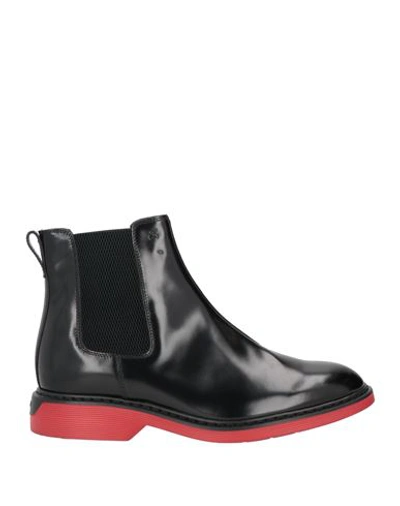Hogan Man Ankle Boots Black Size 6.5 Soft Leather, Textile Fibers