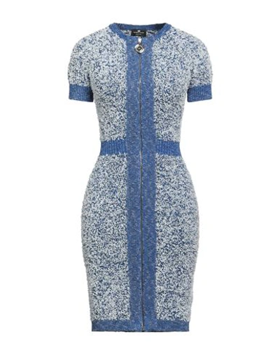 Elisabetta Franchi Woman Mini Dress Blue Size 6 Cotton, Polyamide, Viscose, Polyester, Acetate In Blue