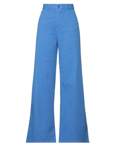 Merci .., Woman Jeans Azure Size 8 Cotton, Elastane In Blue
