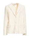 Alberta Ferretti Woman Suit Jacket Ivory Size 2 Virgin Wool, Polyamide, Silk In White