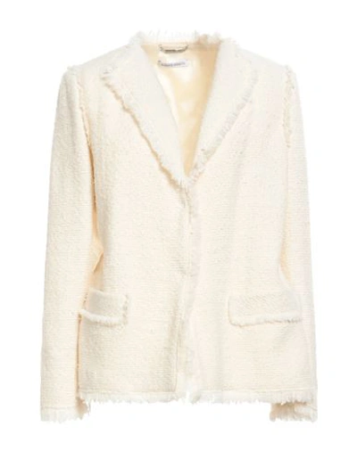 Alberta Ferretti Woman Suit Jacket Ivory Size 2 Virgin Wool, Polyamide, Silk In White