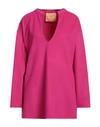 SUPER BLOND SUPER BLOND WOMAN COAT FUCHSIA SIZE 4 CASHMERE