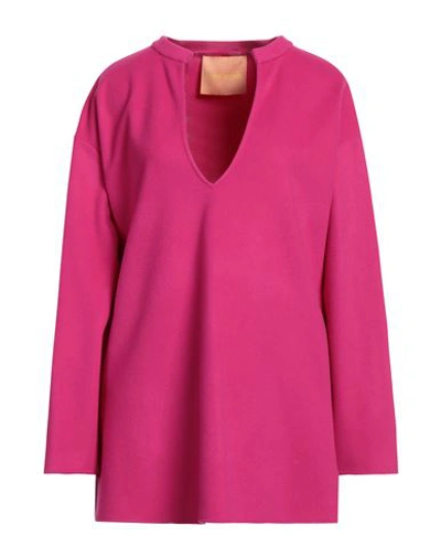 Super Blond Woman Coat Fuchsia Size 4 Cashmere In Pink