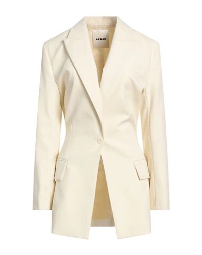 Aeron Woman Blazer Cream Size 10 Polyester, Viscose, Elastane In White