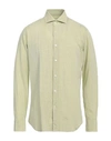 Guglielminotti Man Shirt Sage Green Size 16 Cotton, Linen