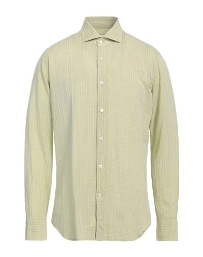 Guglielminotti Man Shirt Sage Green Size 15 ¾ Cotton, Linen