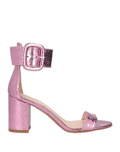 Anna F . Woman Sandals Pink Size 10 Soft Leather