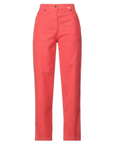 Myths Woman Pants Tomato Red Size 8 Cotton, Polyester, Elastane