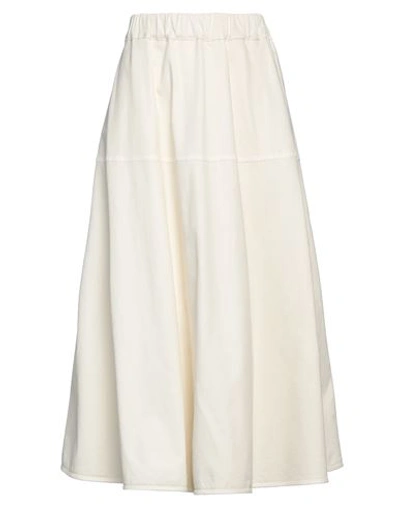 Jucca Woman Midi Skirt Cream Size 10 Cotton, Elastane In White