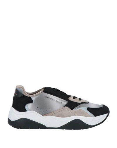 Armani Exchange Woman Sneakers Black Size 10.5 Polyester, Polyurethane, Polyamide, Elastane