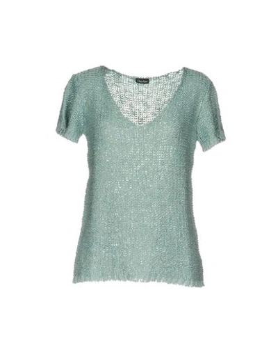 Charlott Woman Sweater Sky Blue Size M Viscose, Linen, Nylon
