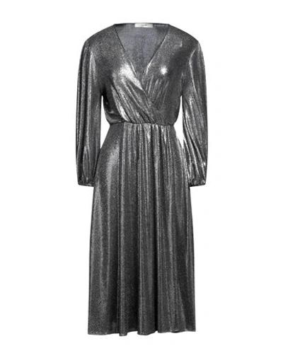 Suoli Woman Midi Dress Grey Size 8 Polyamide, Metallic Fiber, Elastane