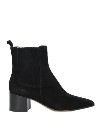 Pomme D'or Woman Ankle Boots Black Size 7 Leather, Elastic Fibres