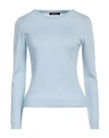 Aragona Woman Sweater Sky Blue Size 8 Merino Wool