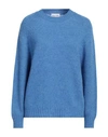 Scaglione Woman Sweater Blue Size Xl Merino Wool