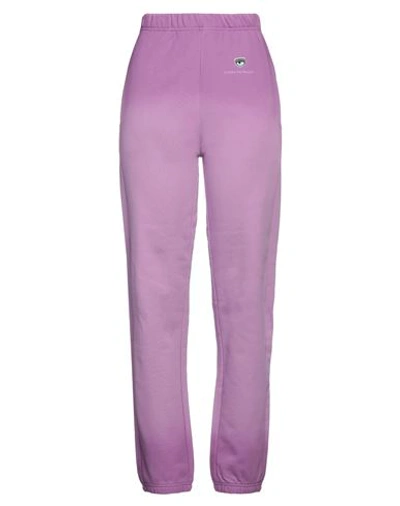 Chiara Ferragni Woman Pants Mauve Size S Cotton In Purple