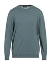 Drumohr Man Sweater Deep Teal Size 40 Cotton, Linen In Green