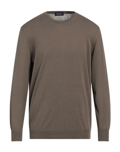 Drumohr Man Sweater Khaki Size 44 Cotton, Linen In Beige
