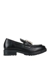 LOVE MOSCHINO LOVE MOSCHINO WOMAN LOAFERS BLACK SIZE 8 SOFT LEATHER