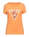 Guess Woman T-shirt Orange Size L Cotton