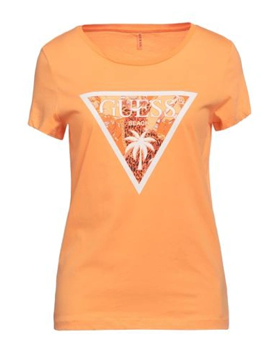 Guess Woman T-shirt Orange Size L Cotton