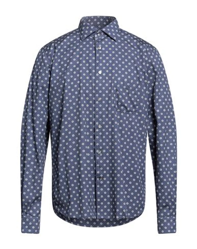 Borsa Man Shirt Navy Size 16 ½ Cotton In Navy Blue