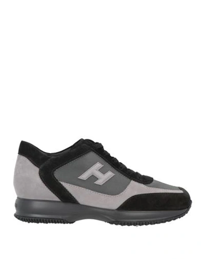 Hogan Man Sneakers Lead Size 8 Textile Fibers, Soft Leather In Grey