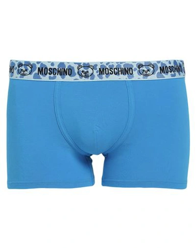 Moschino Man Boxer Azure Size Xs Cotton, Elastane In Blue