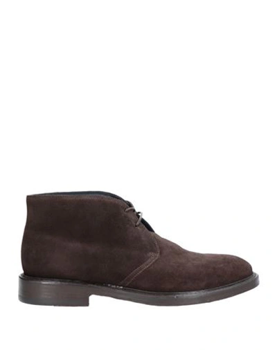 Seboy's Man Ankle Boots Dark Brown Size 11 Soft Leather In Brown