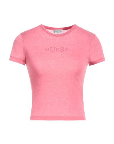 Guess Woman T-shirt Magenta Size S Cotton, Polyester